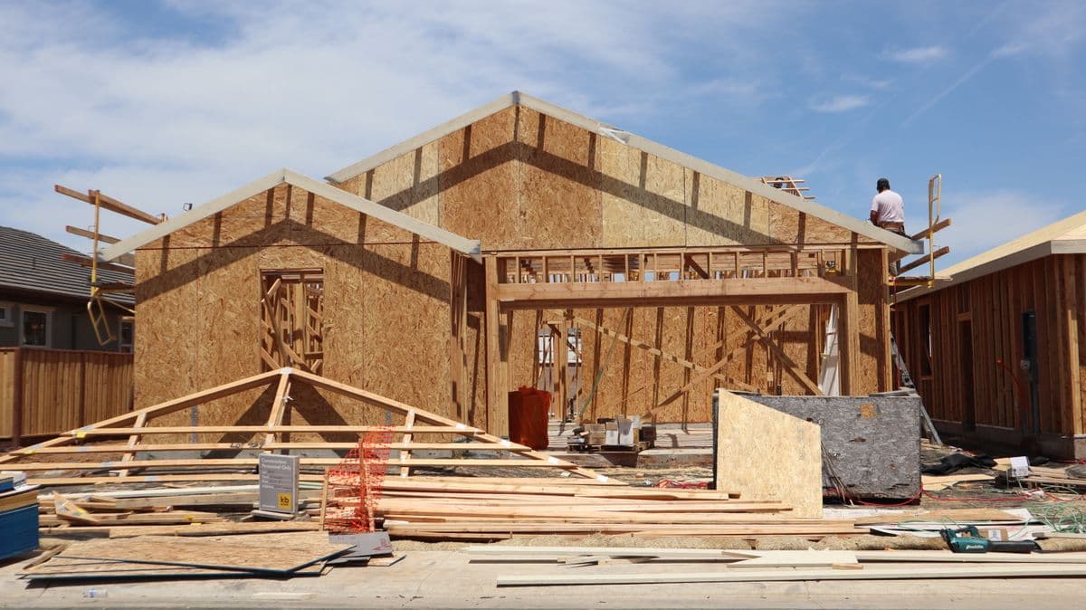 House under construction with framing
